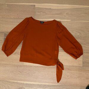 Bebe Sheer Burnt Orange Top Size Medium